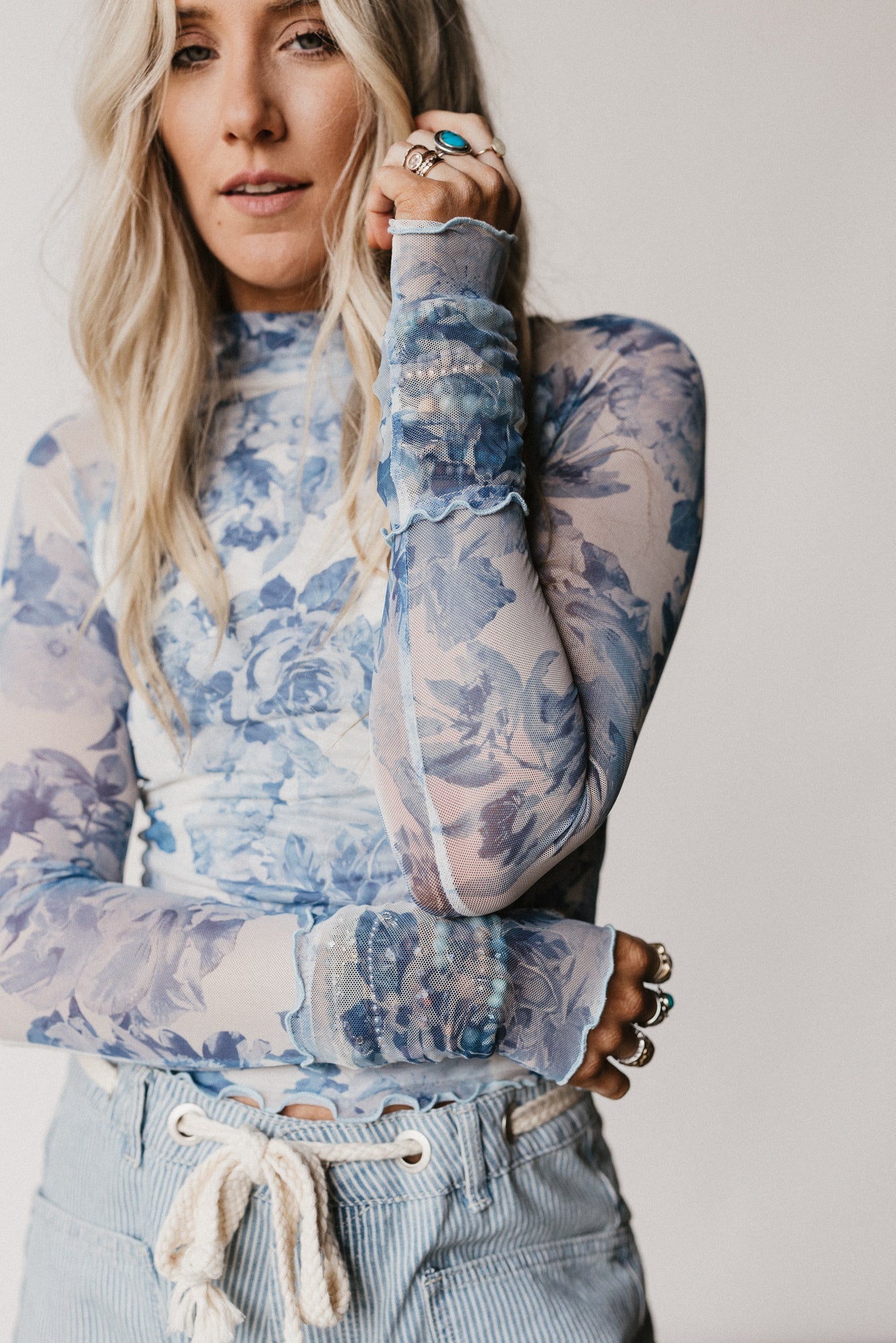 On The Fence Floral Top - Blue