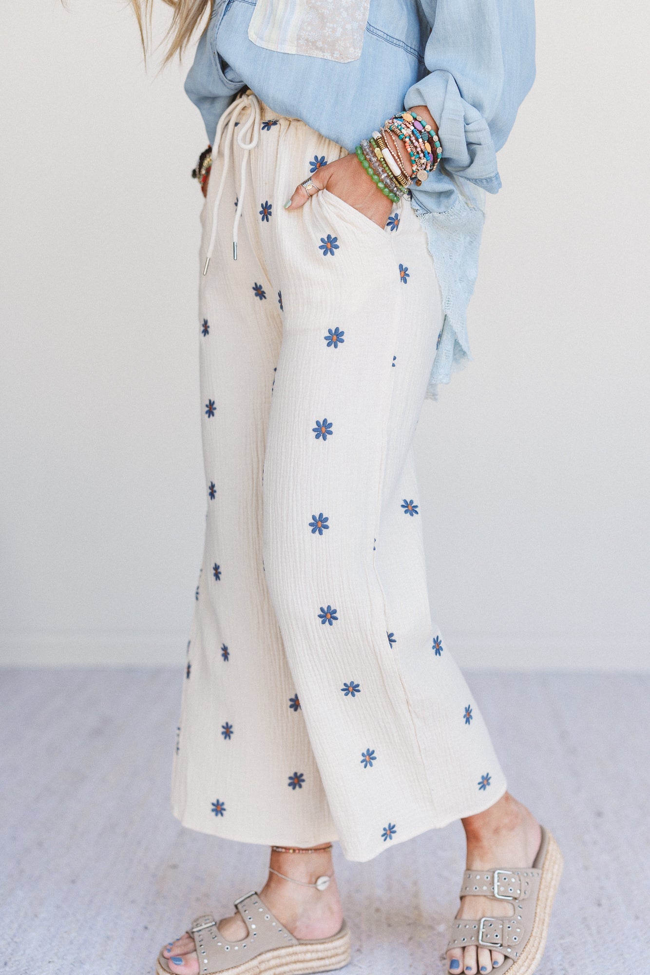 Savanna Spots Drawstring Pants - Natural