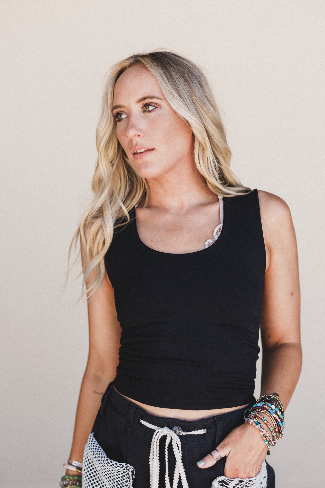 Hot Take Double Layer Tank - Black