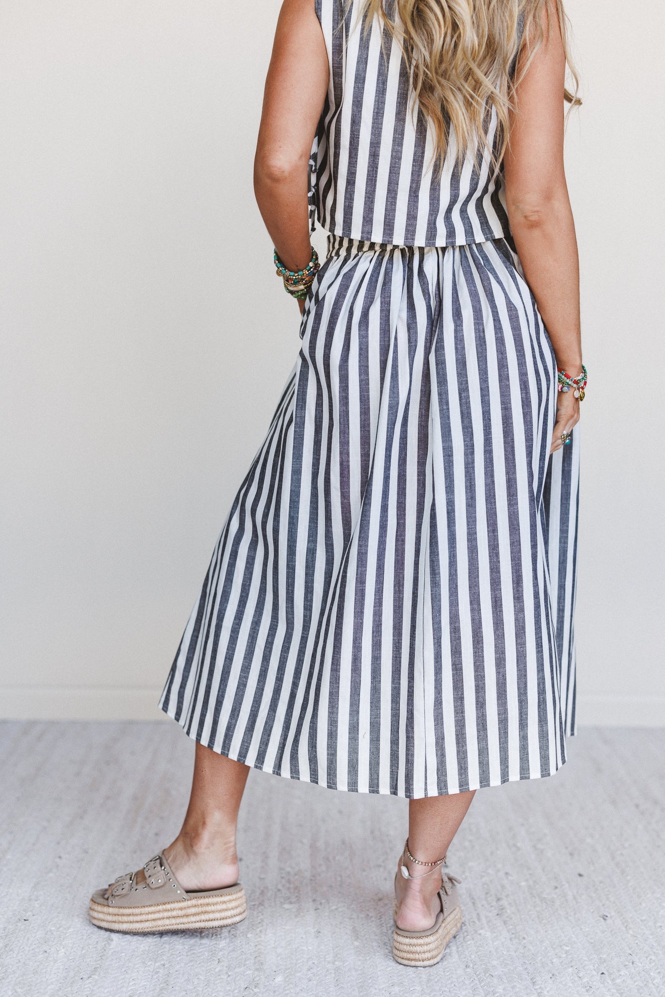 Anchored In Striped Maxi Skirt - Black Multi
