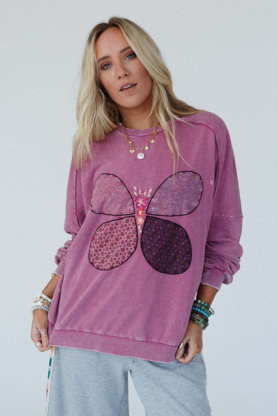 Flutterby Pullover Top - Magenta