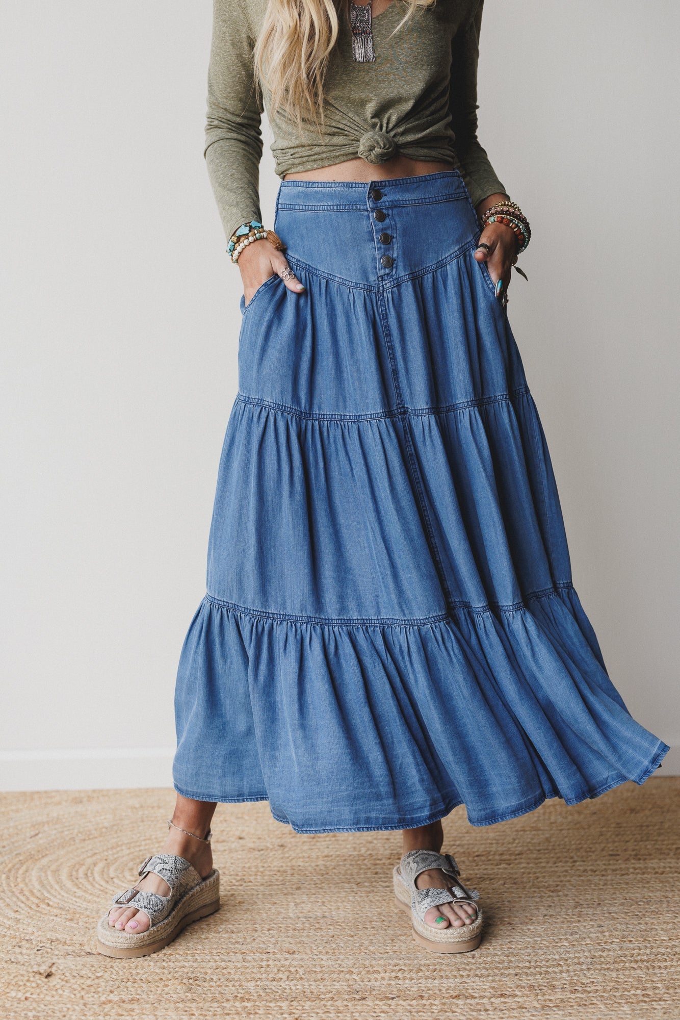 Meadow Blues Maxi Skirt - Denim