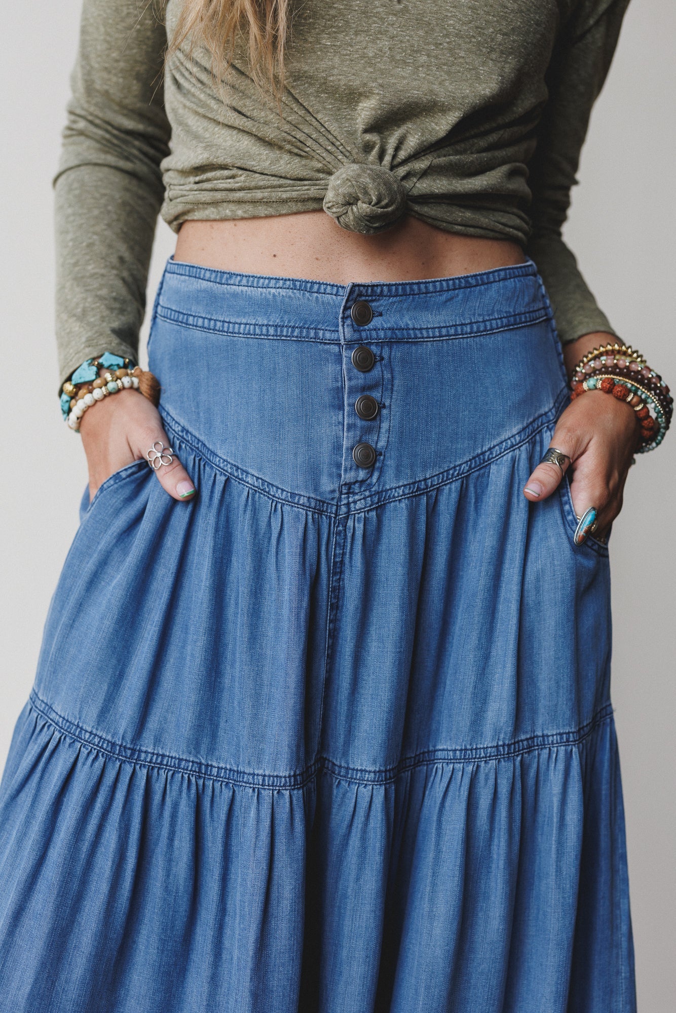 Meadow Blues Maxi Skirt - Denim