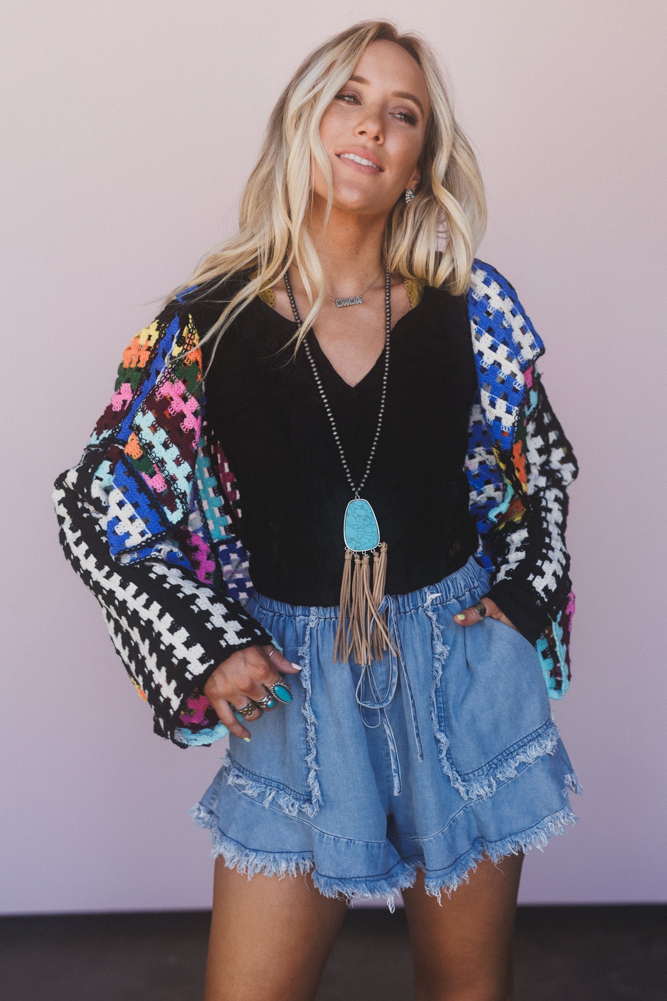 Lost Highway Frayed Denim Shorts - Light Denim