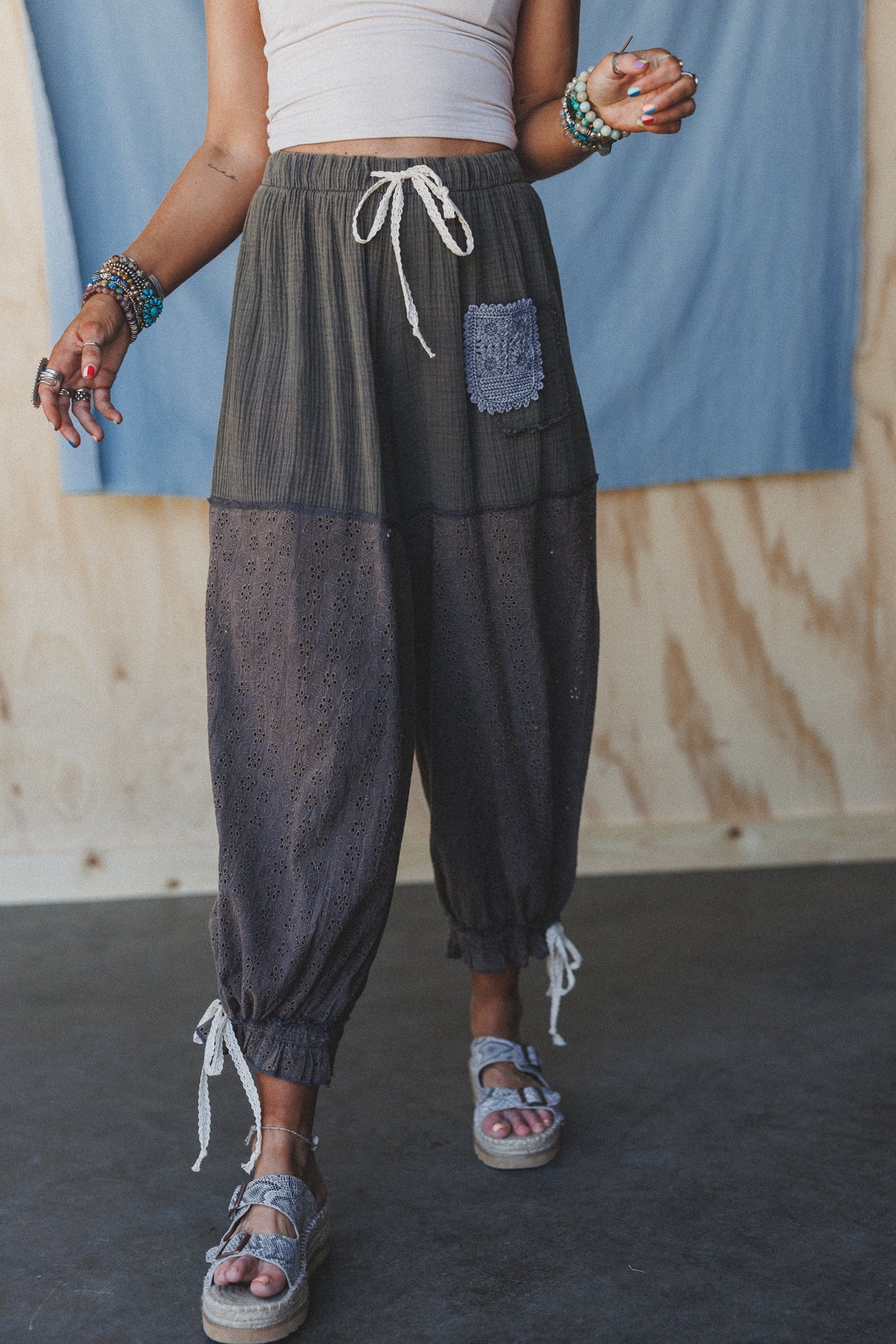Love Struck Embroidered Joggers - Charcoal