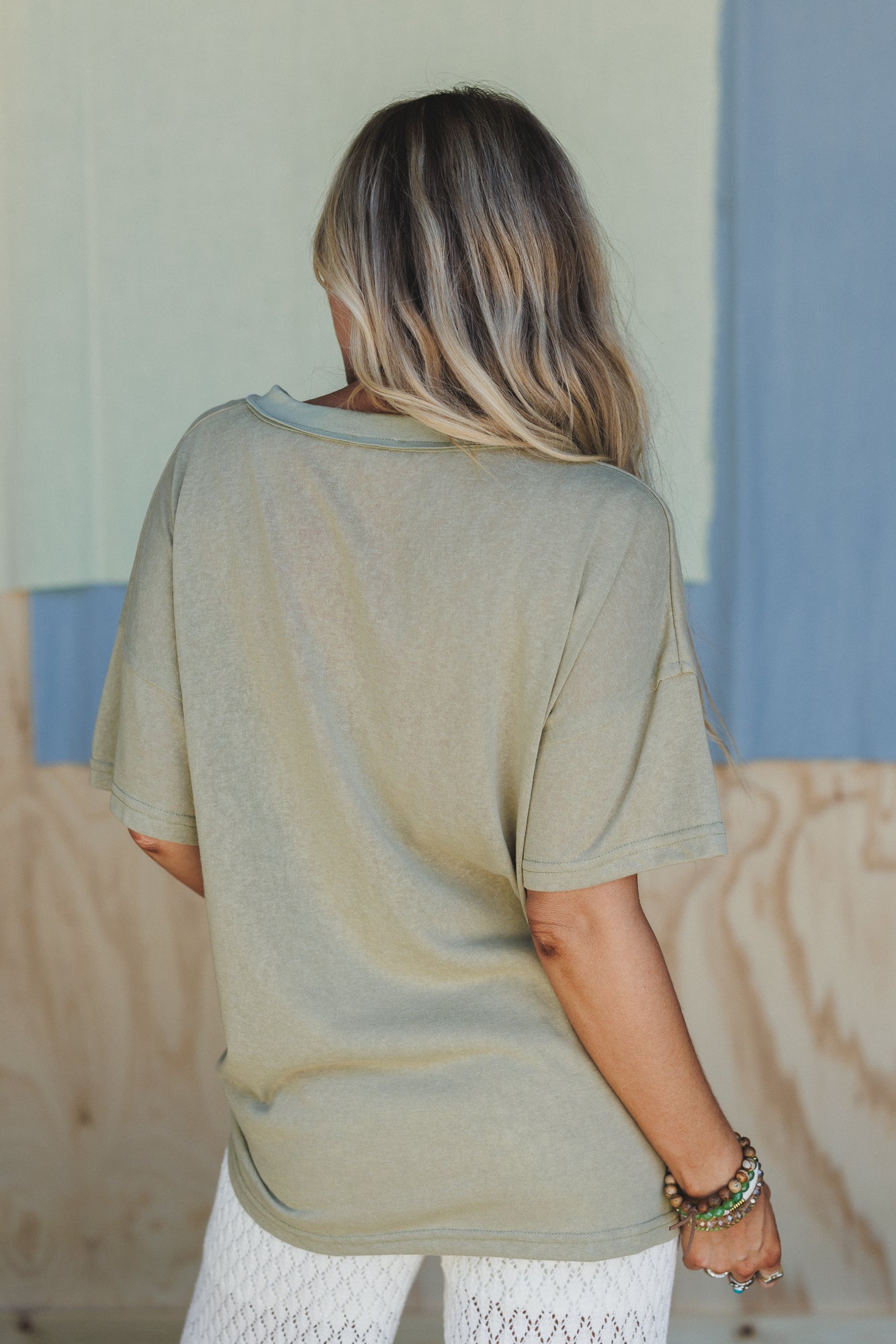 Tash V Neck Tee - Moss