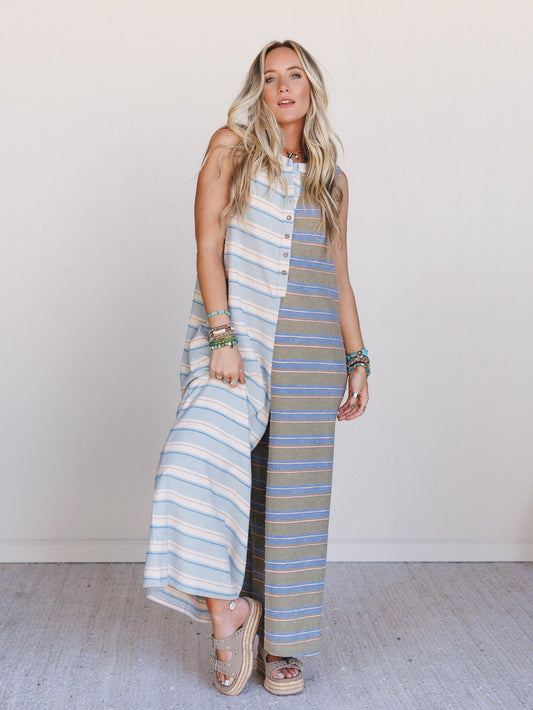 The Nest Cruise Lines Jumpsuit - Blue Olive