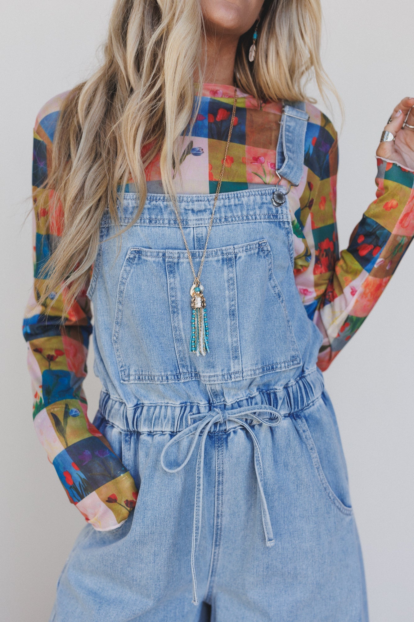 Adventure Mode Drawstring Overalls - Denim
