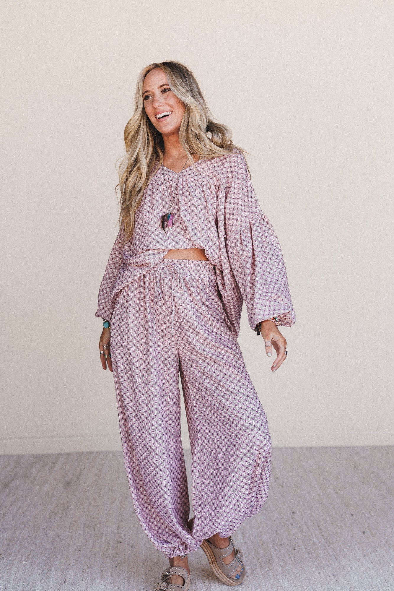 The Nest Mystic Mirage Printed Joggers - Burgundy