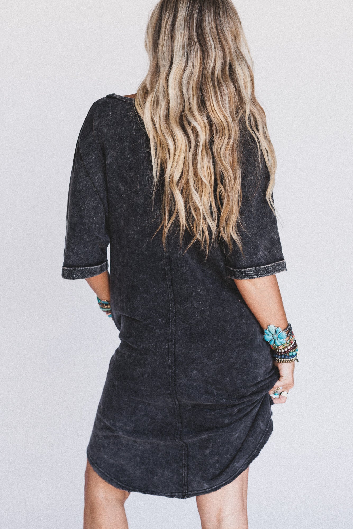 Stormy Skies Tee Dress - Black