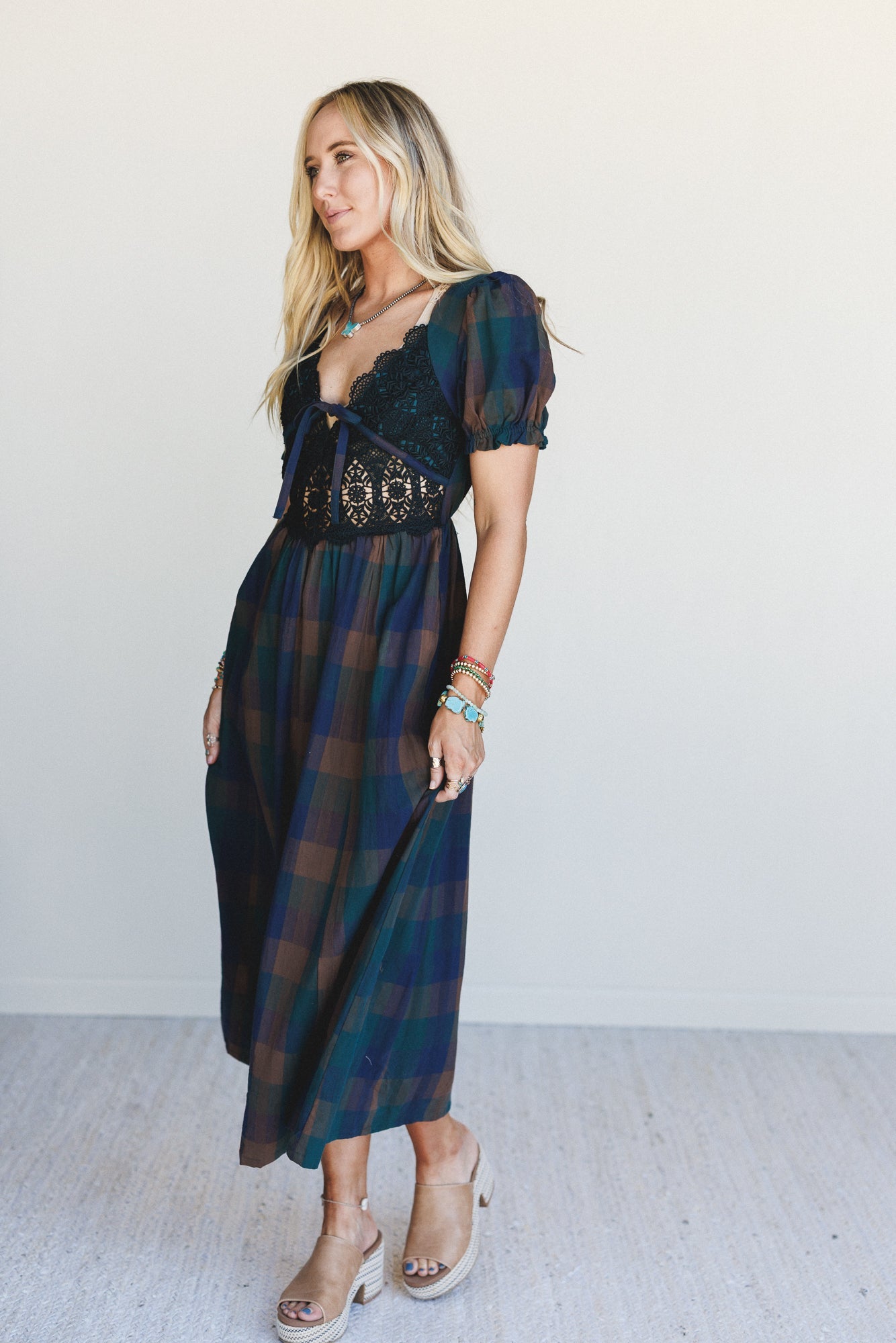 Darling Days Plaid Dress - Green