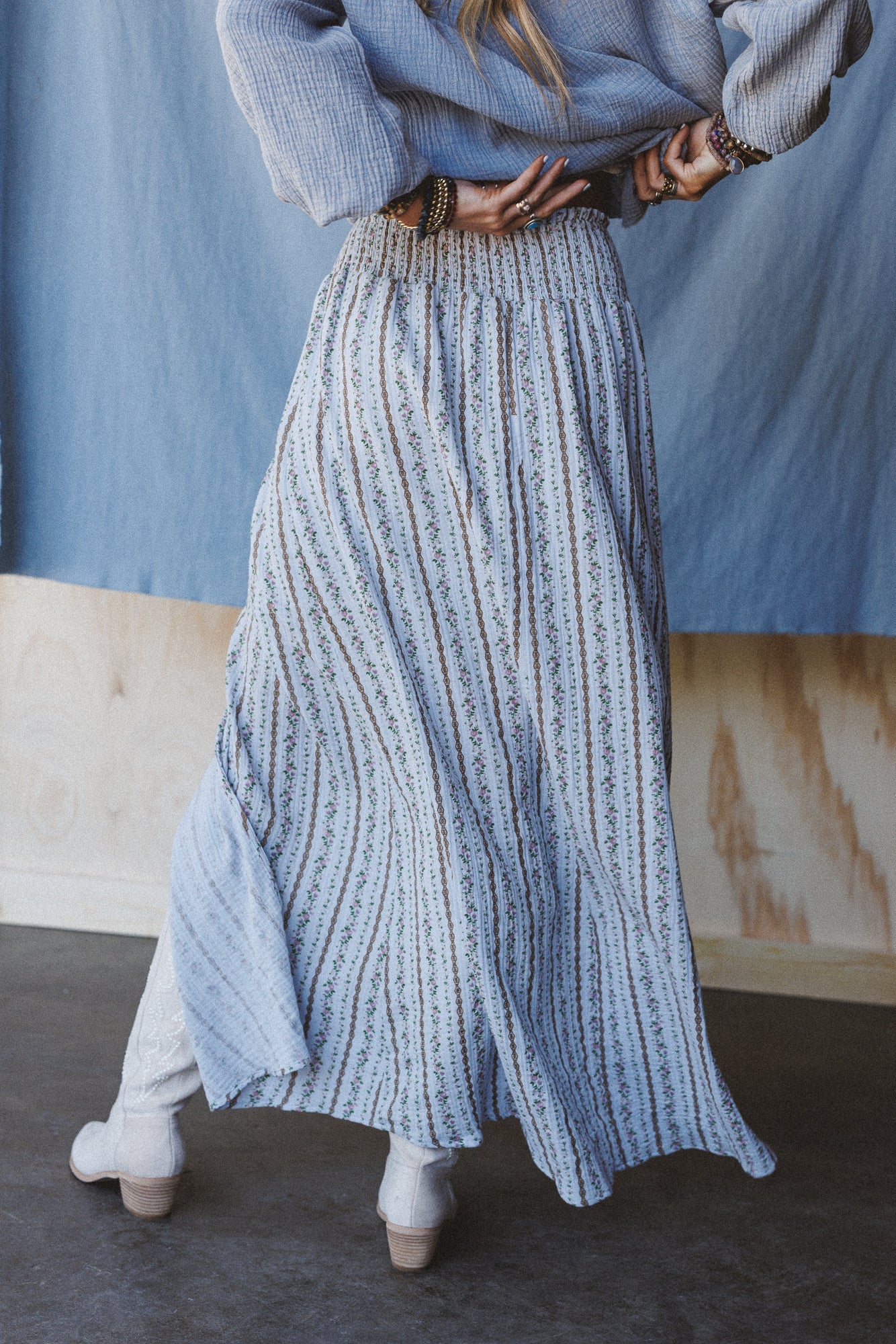 Boheme Bliss Maxi Skirt - Blue