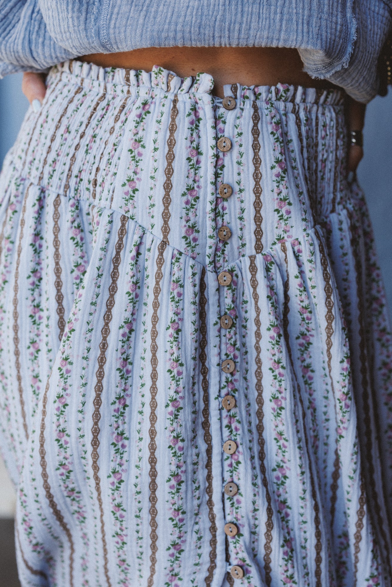 Boheme Bliss Maxi Skirt - Blue