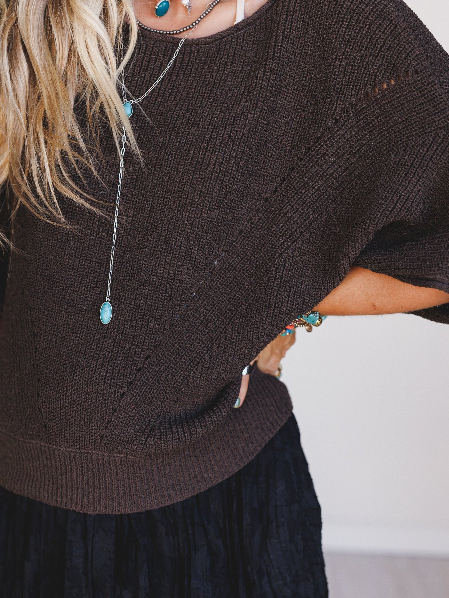 Somewhere Soft Sweater Top - Charcoal