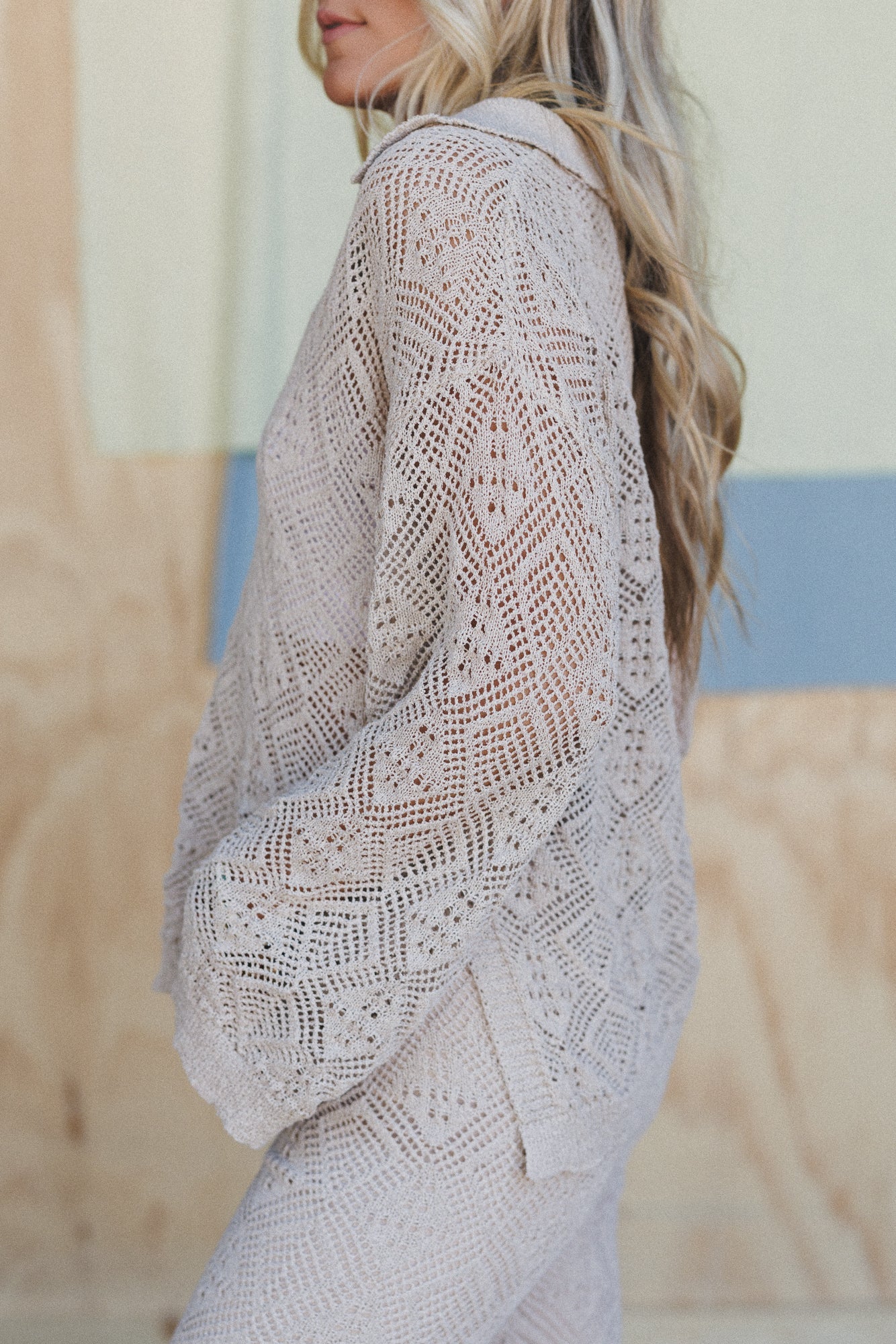 Wild Contrast V Neck Sweater - Oatmeal