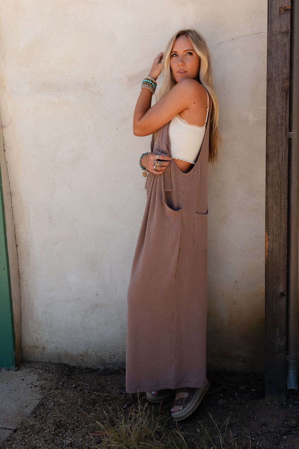 The Nest Urban Light Textured Jumpsuit - Acorn