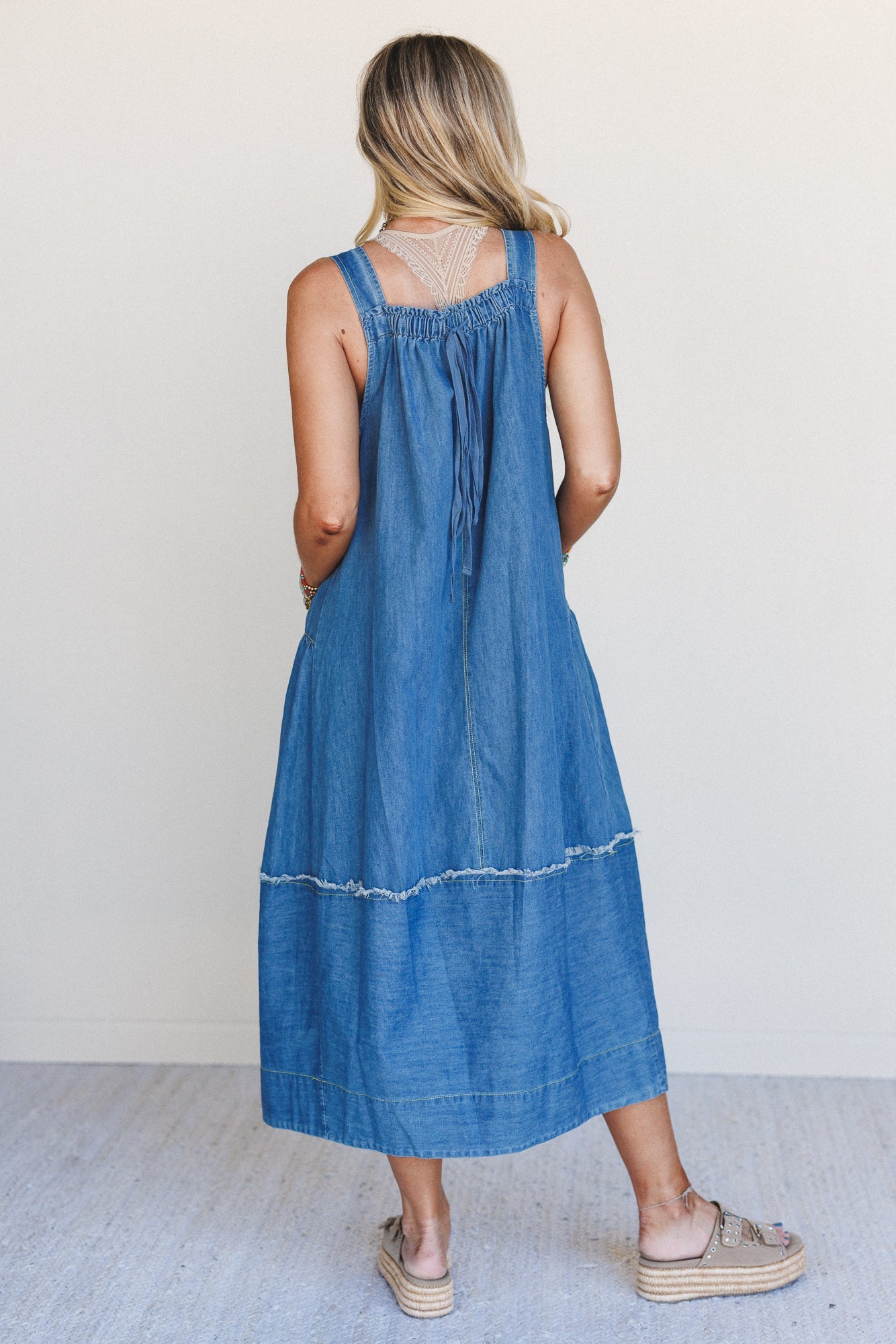 New Frontier Overalls Dress - Medium Denim