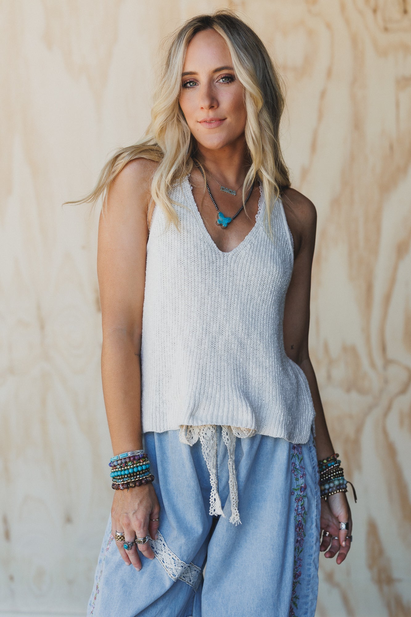 Isola Sweater Tank Top - Cream