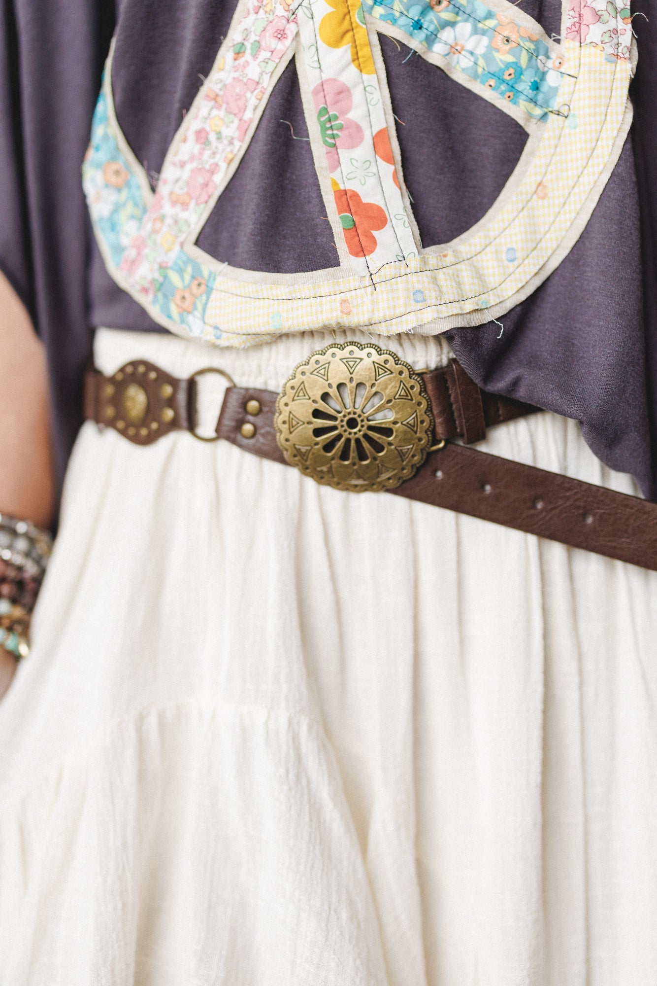 Rustic Medallion Concho Belt - Brown