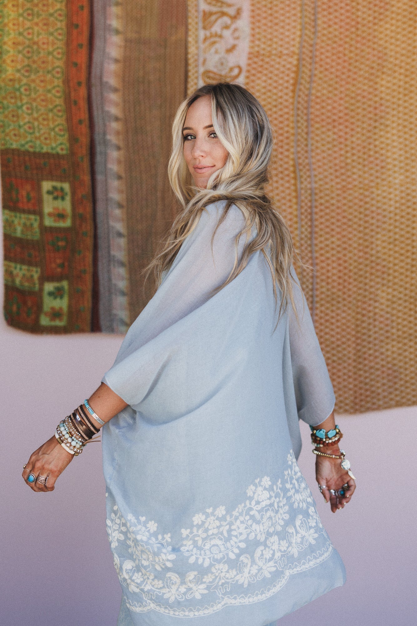 Sunset Fern Kimono - Smoke