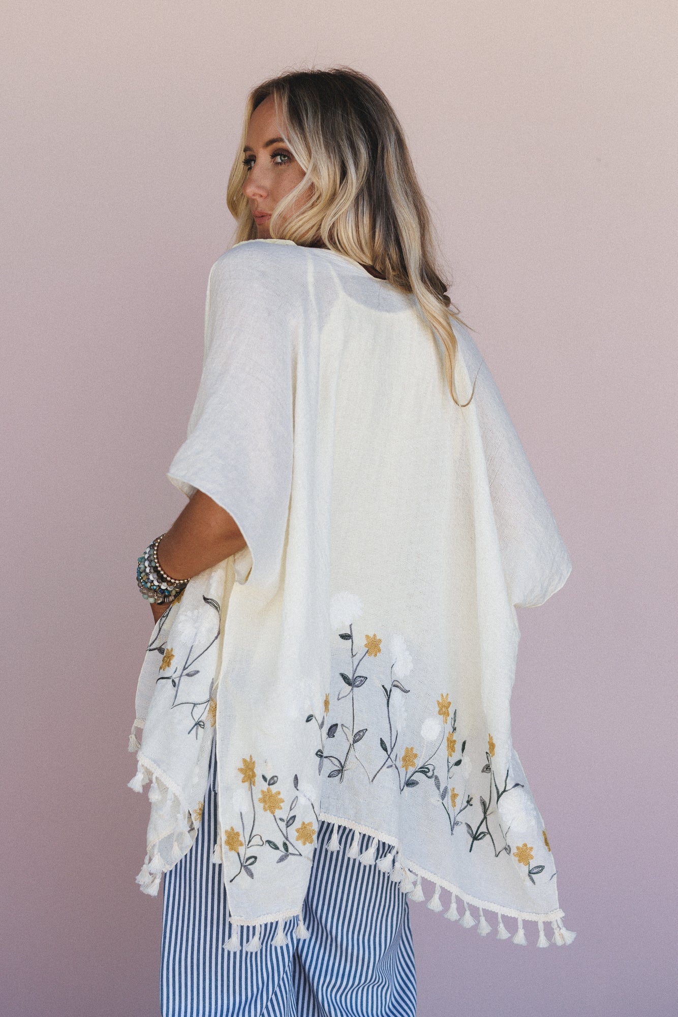 Secret Meadow Embroidered Kimono - Ivory