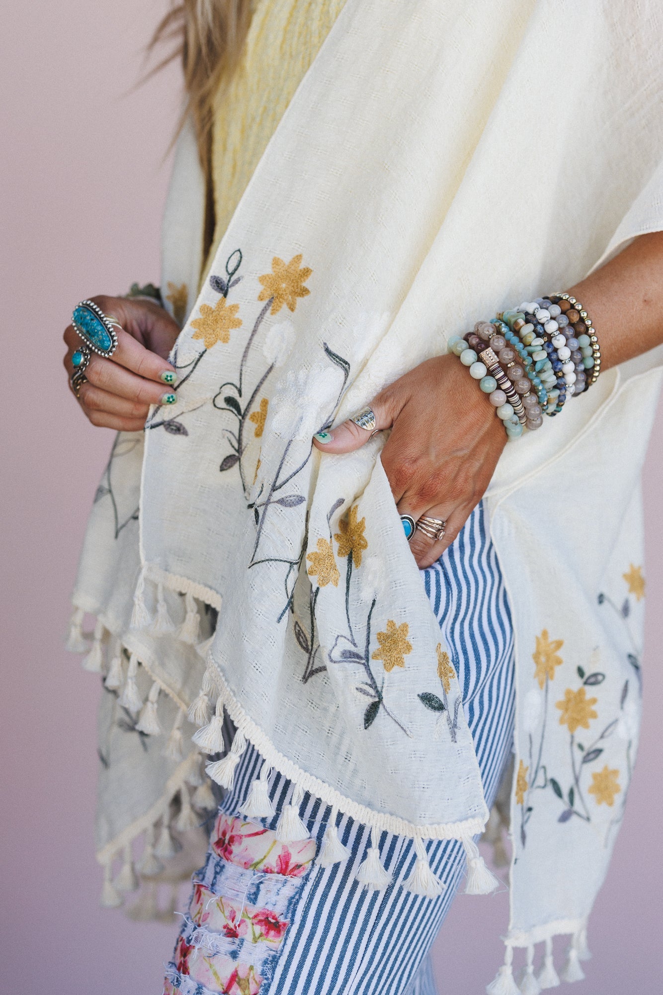 Secret Meadow Embroidered Kimono - Ivory