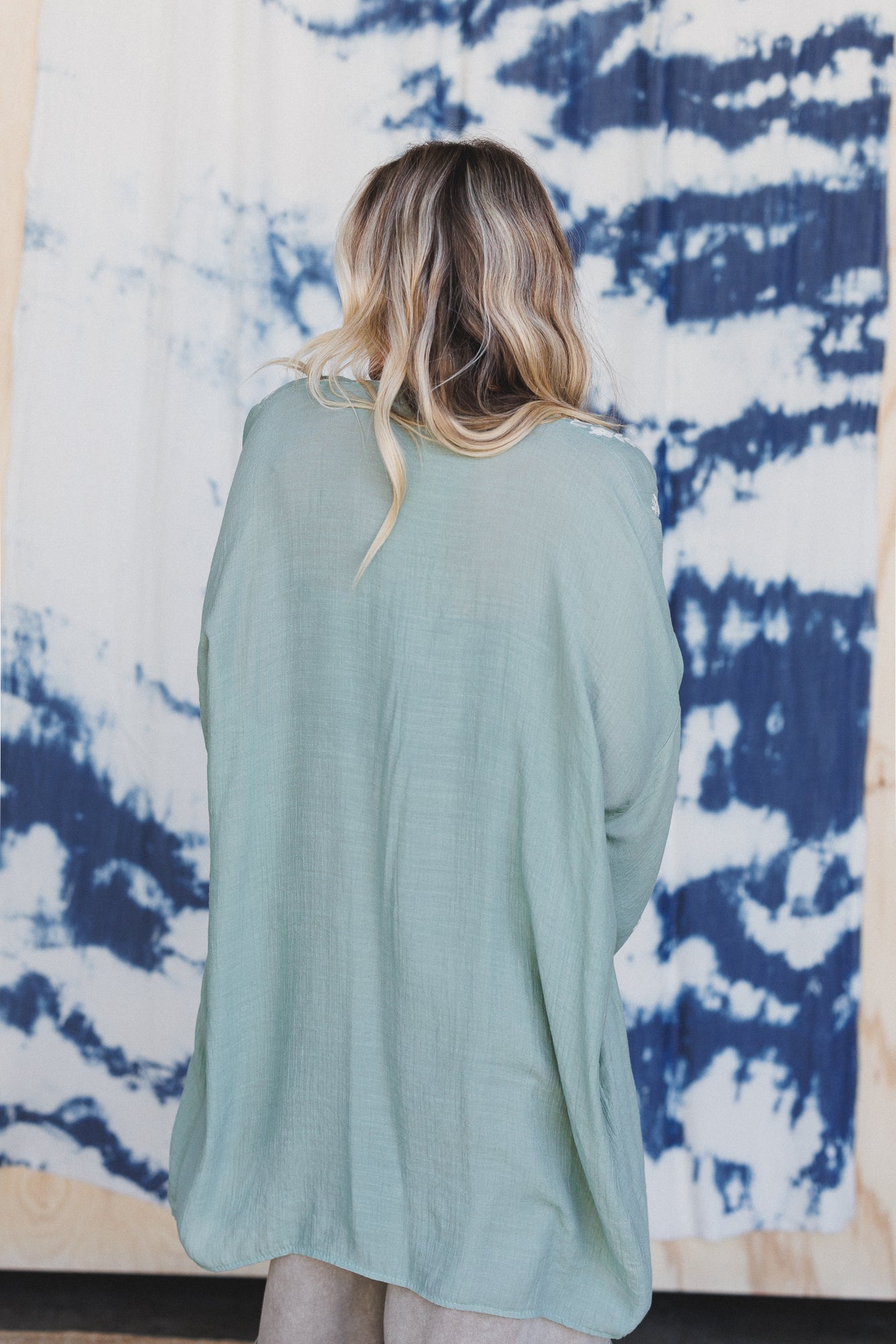 Flower Crowns Embroidered Kimono - Sage