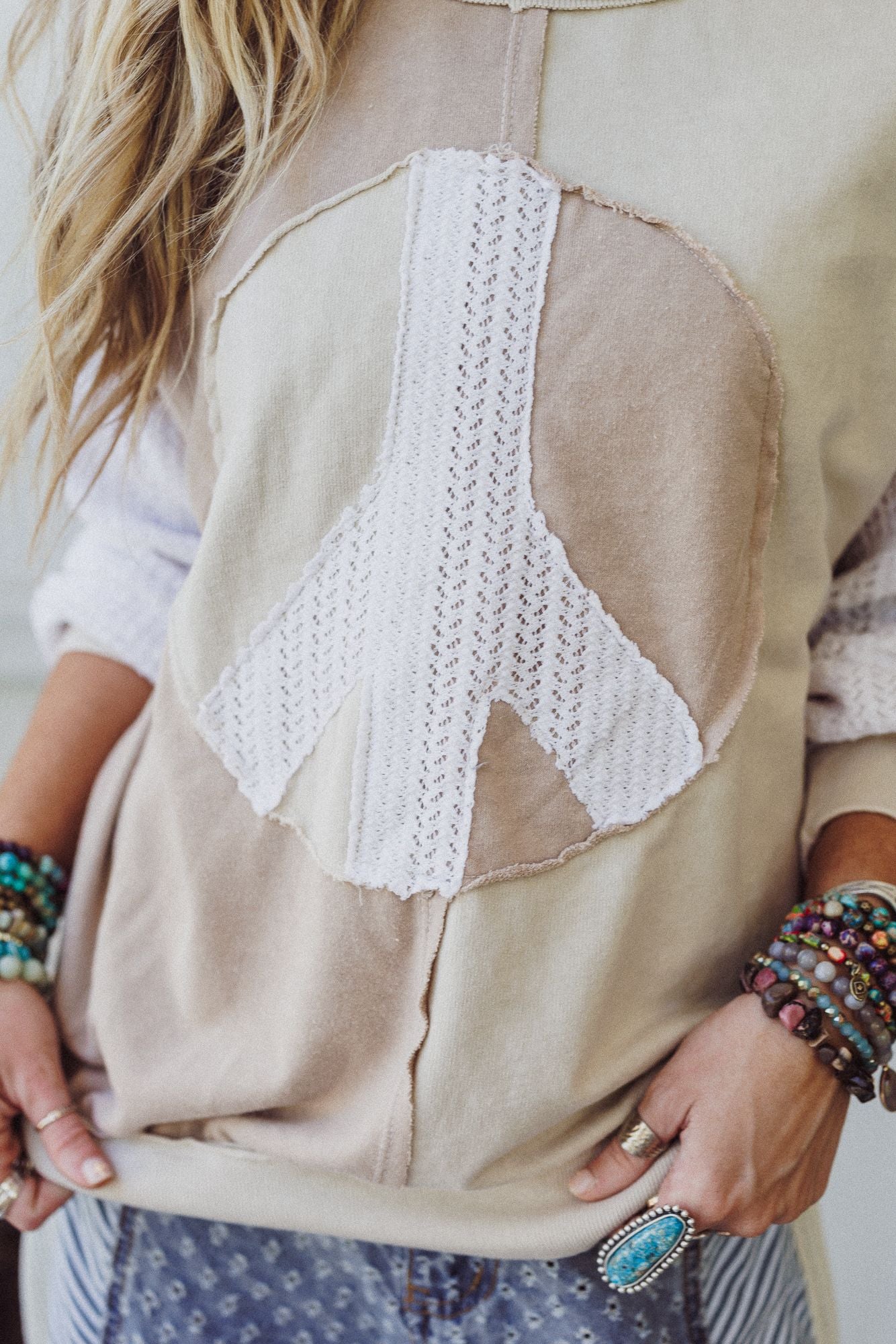Peace Wave Knit Top - Natural