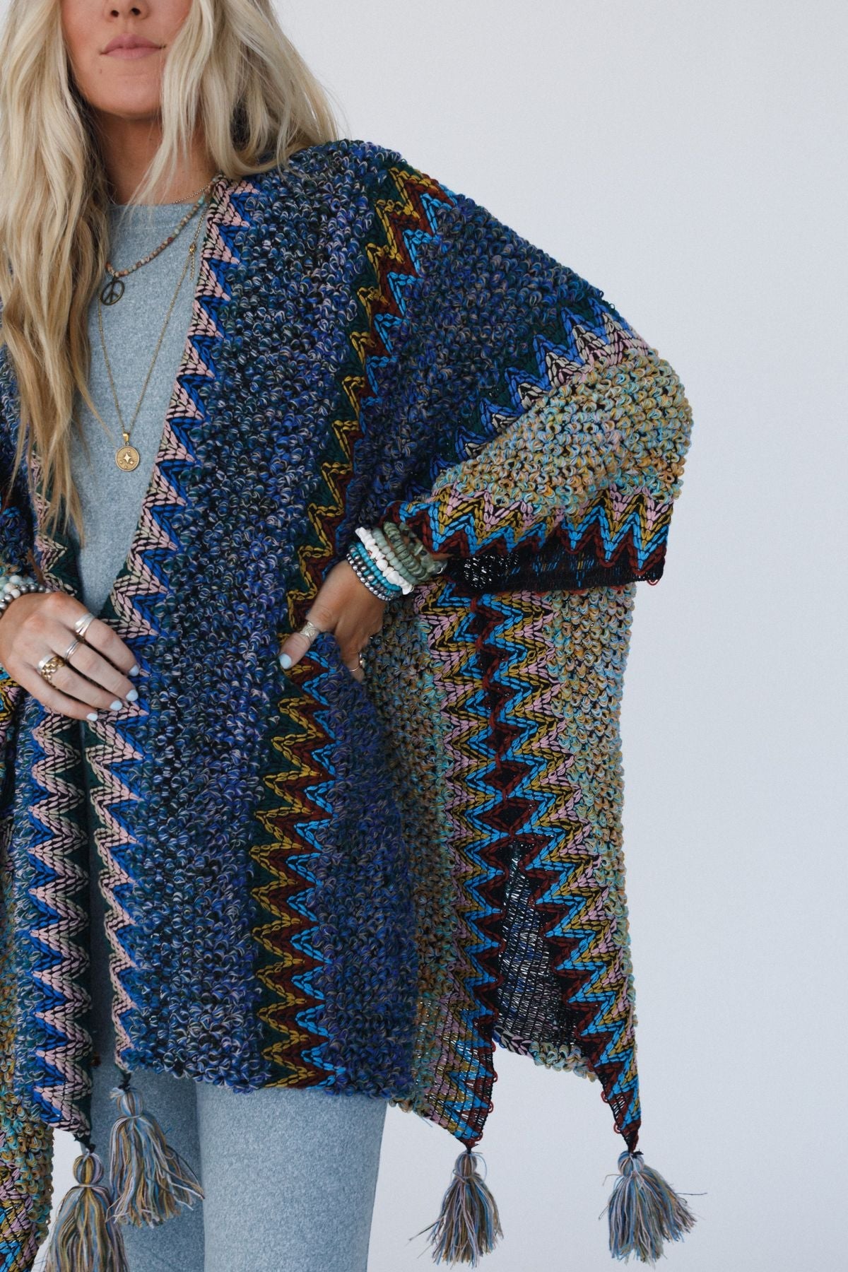 Desert Dreams Crochet Ruana - Cobalt