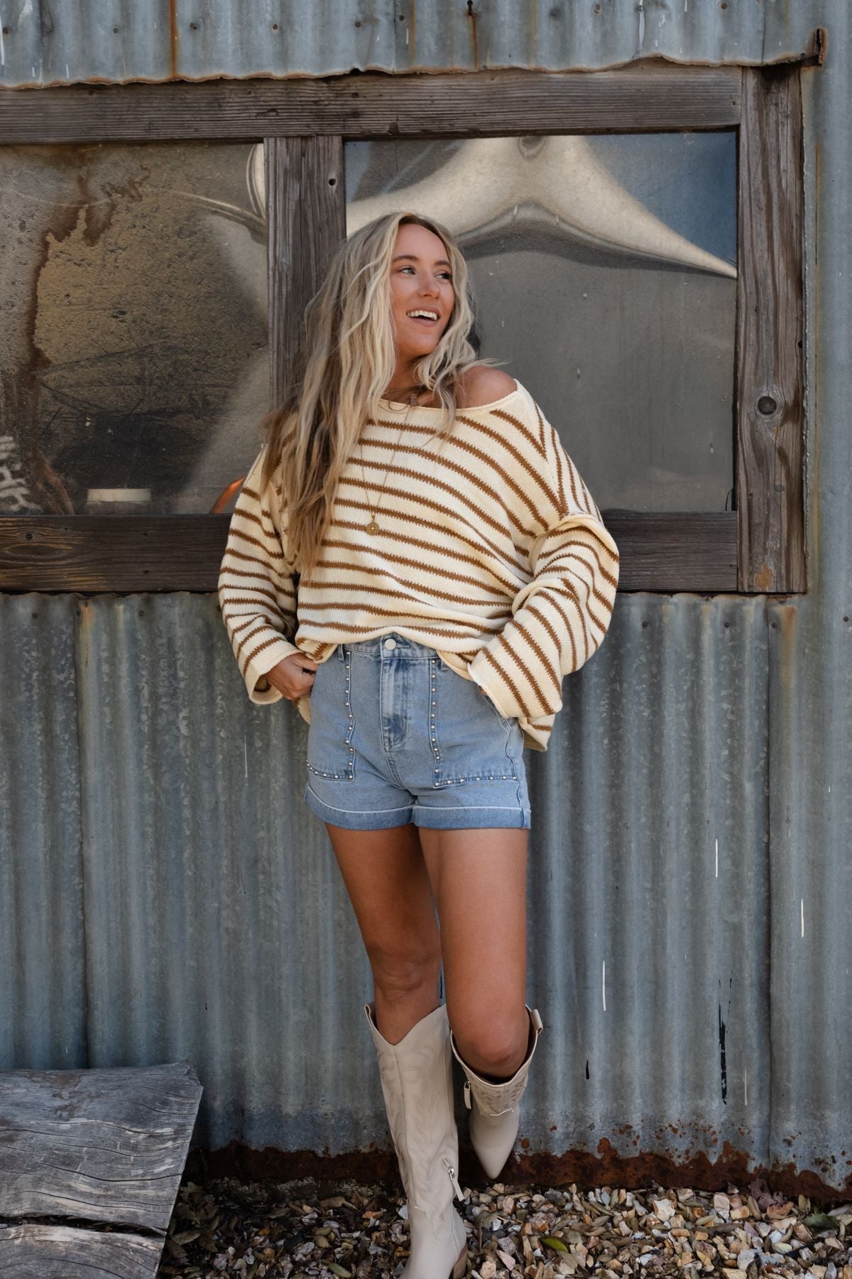 All My Stripes Oversized Sweater - Mustard