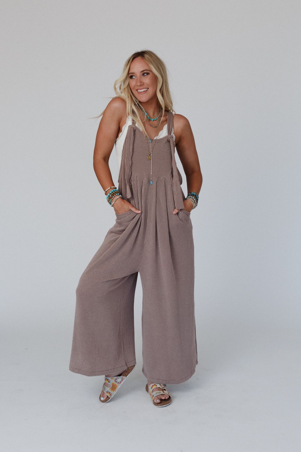 The Nest Urban Light Textured Jumpsuit - Acorn