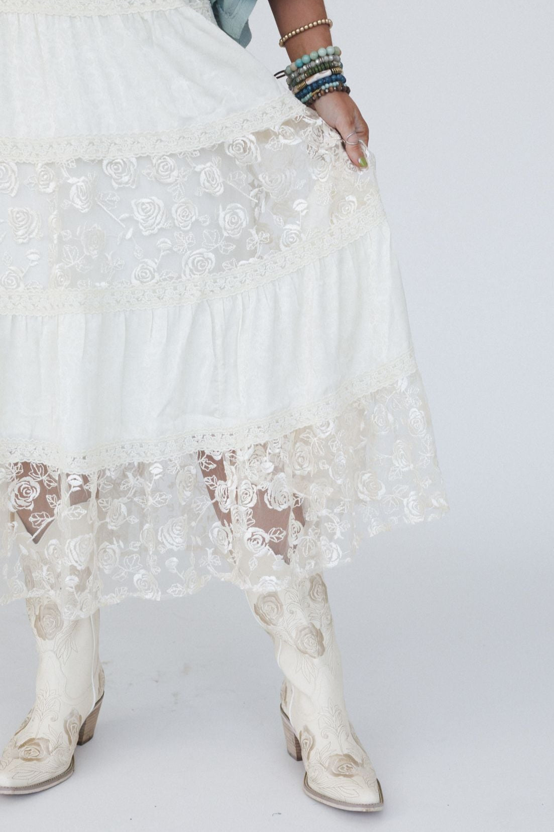 Lace Horizon Maxi Skirt - Cream