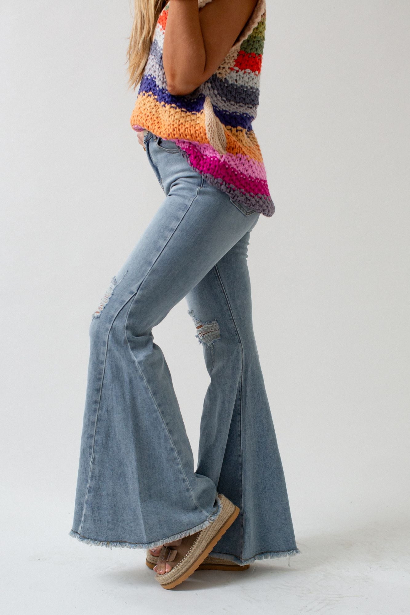 The Nest Indigo Flare Bell Bottom Jean - Light Wash