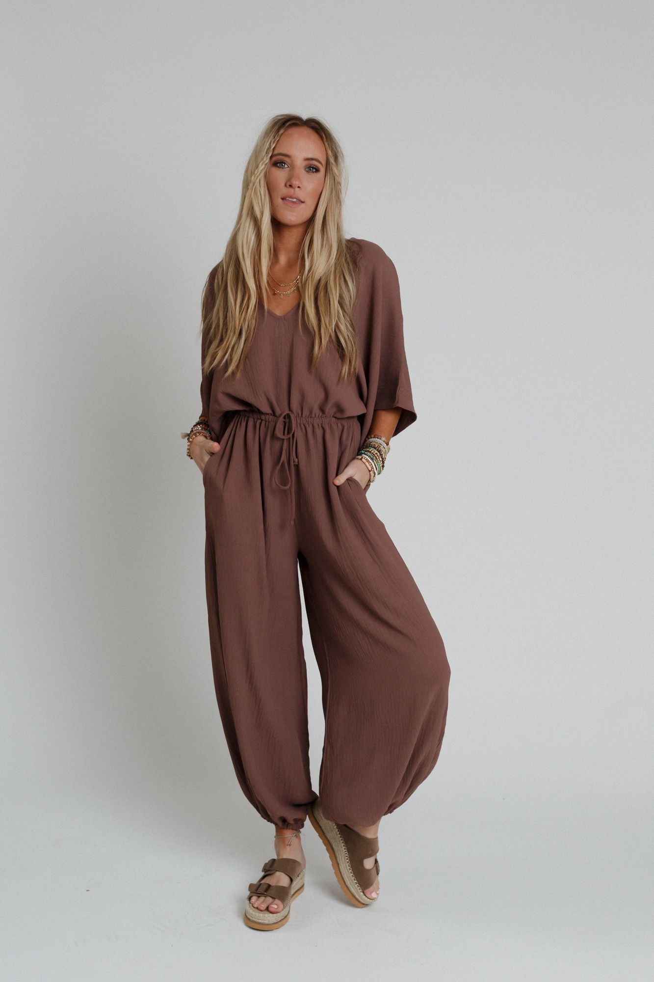 The Nest New Love Relaxed Drawstring Jumpsuit - Mocha