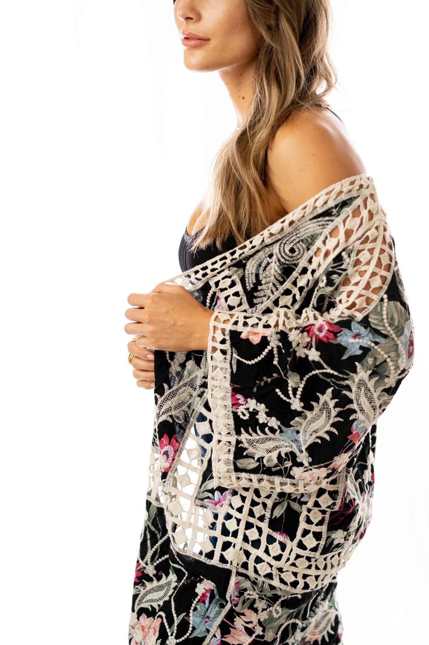 Let's Get Tropical Kimono - Black