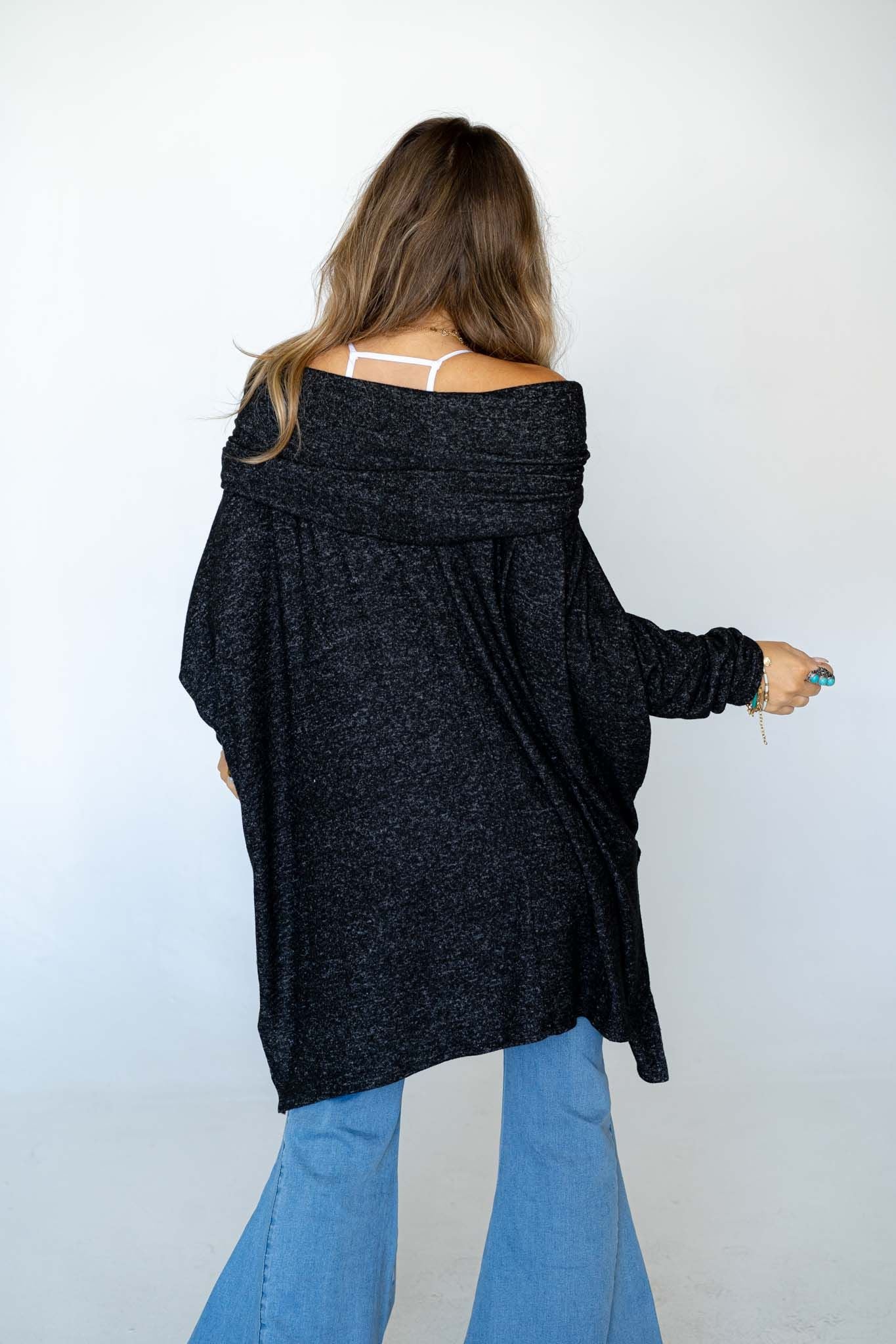 The Nest So Versatile Flowy Knit Sweater - Charcoal