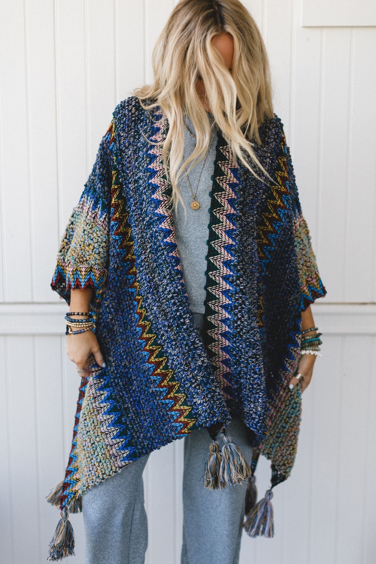 Desert Dreams Crochet Ruana - Cobalt