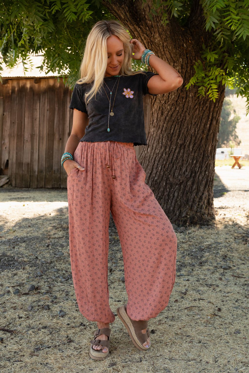 The Nest Emberlyn Wide Leg Cinched Pants - Clay