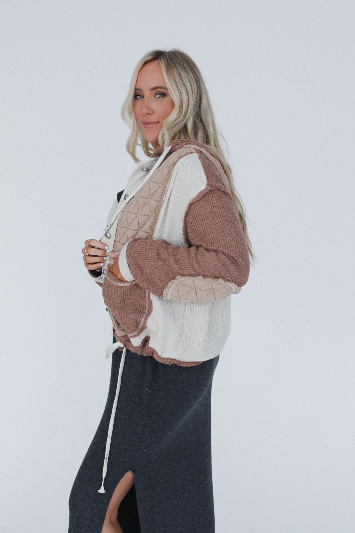 Leighton Button Up Jacket - Chocolate