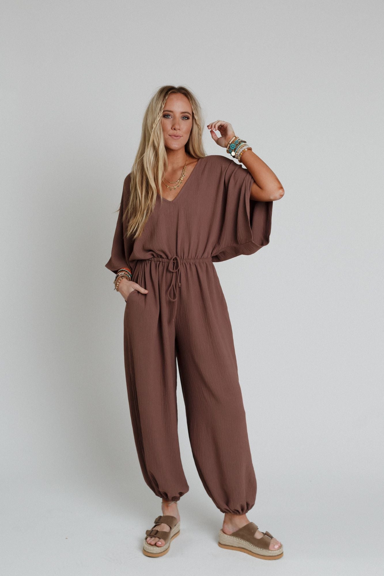 The Nest New Love Relaxed Drawstring Jumpsuit - Mocha