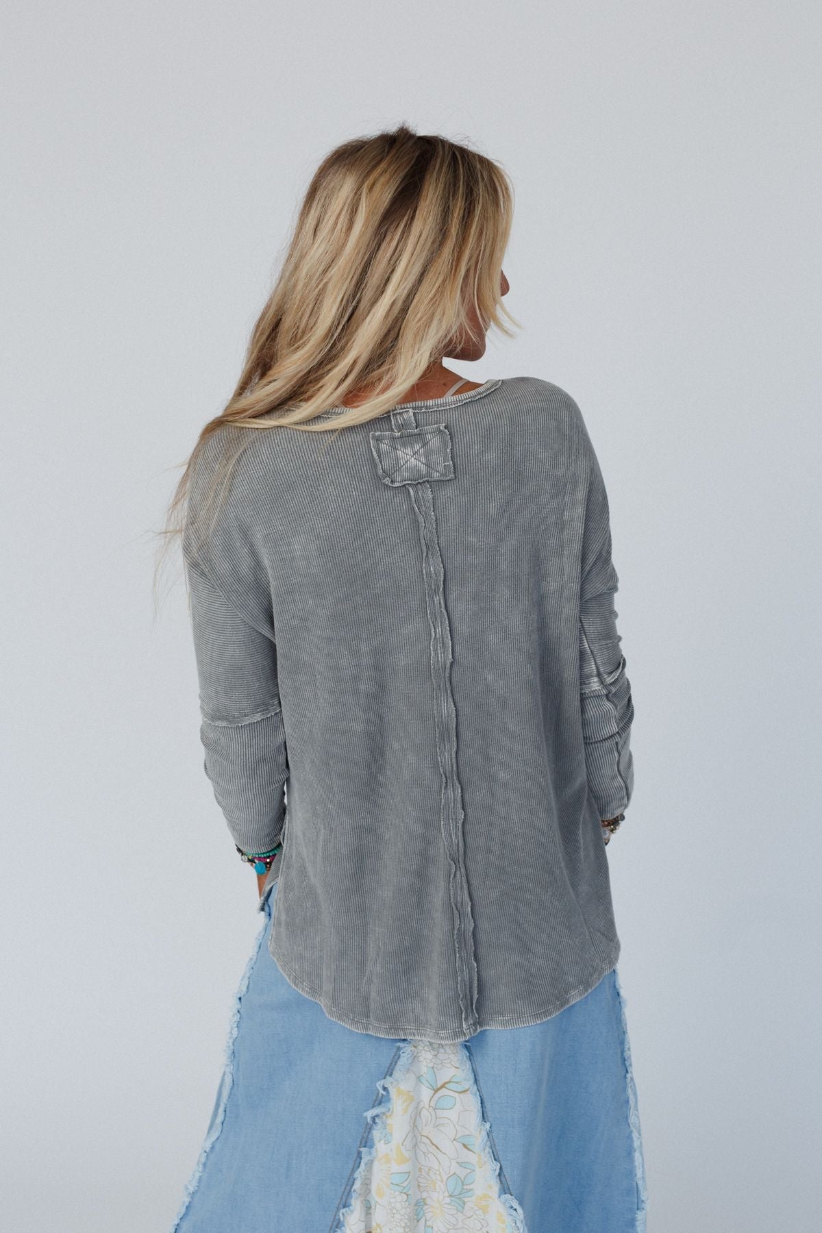 Cant Miss Thermal Knit Top - Ash