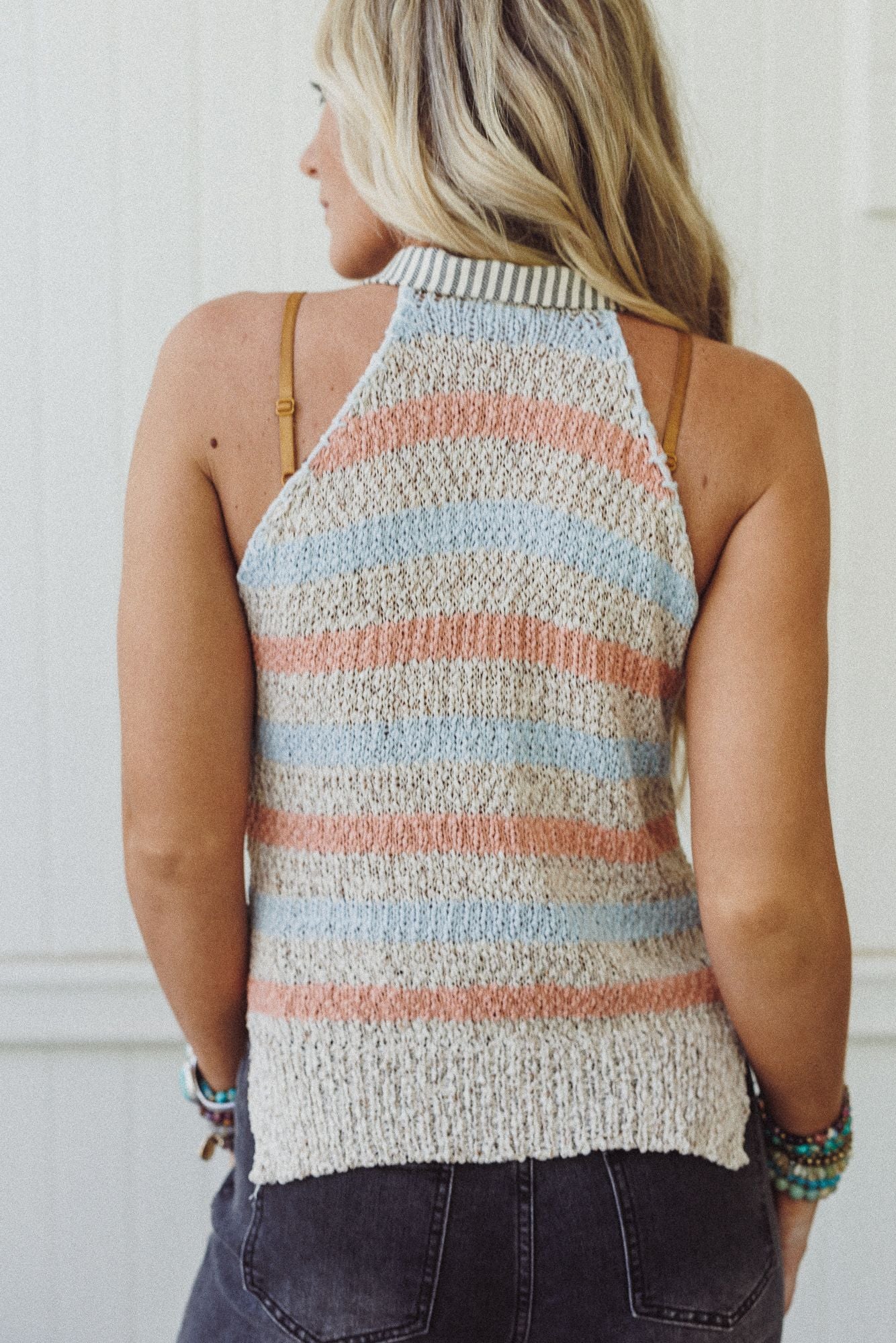 Desert Stripes Sleeveless Top - Natural
