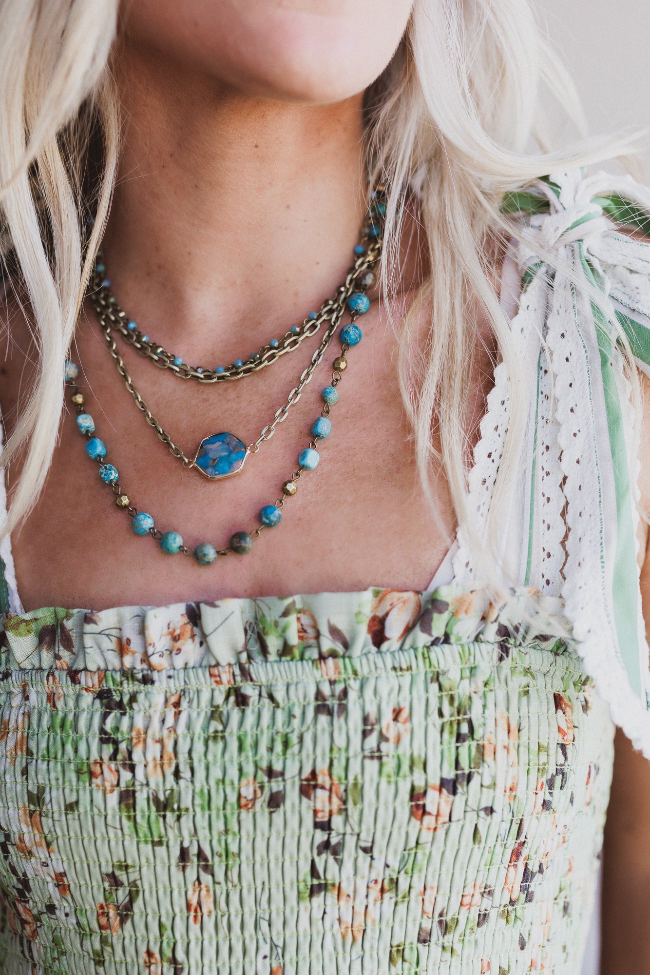 Turquoise Cascade Necklace - Turquoise