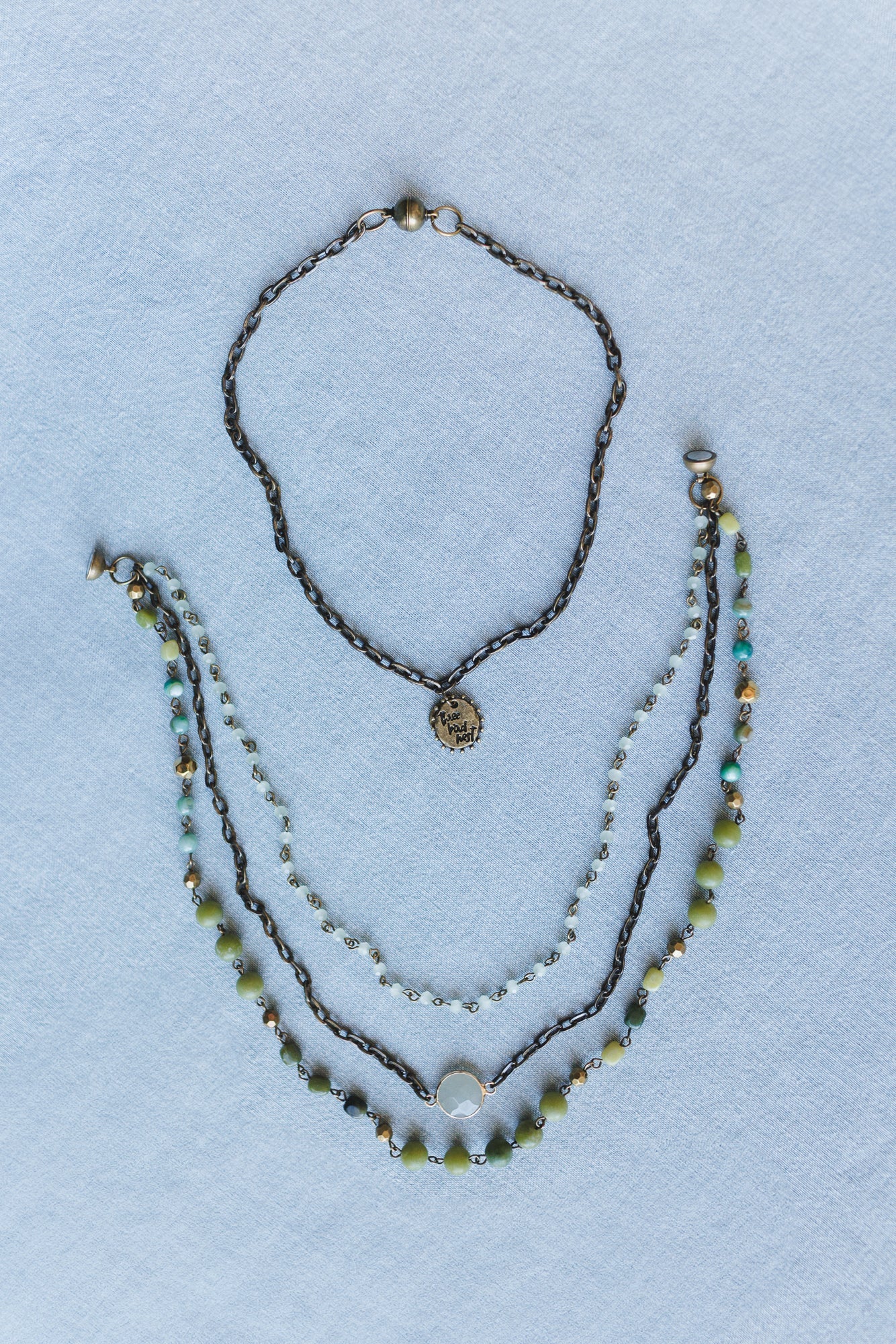 Turquoise Cascade Necklace - Green Multi