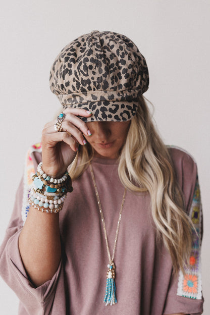 Carmela Leopard Print Hat - Brown Multi