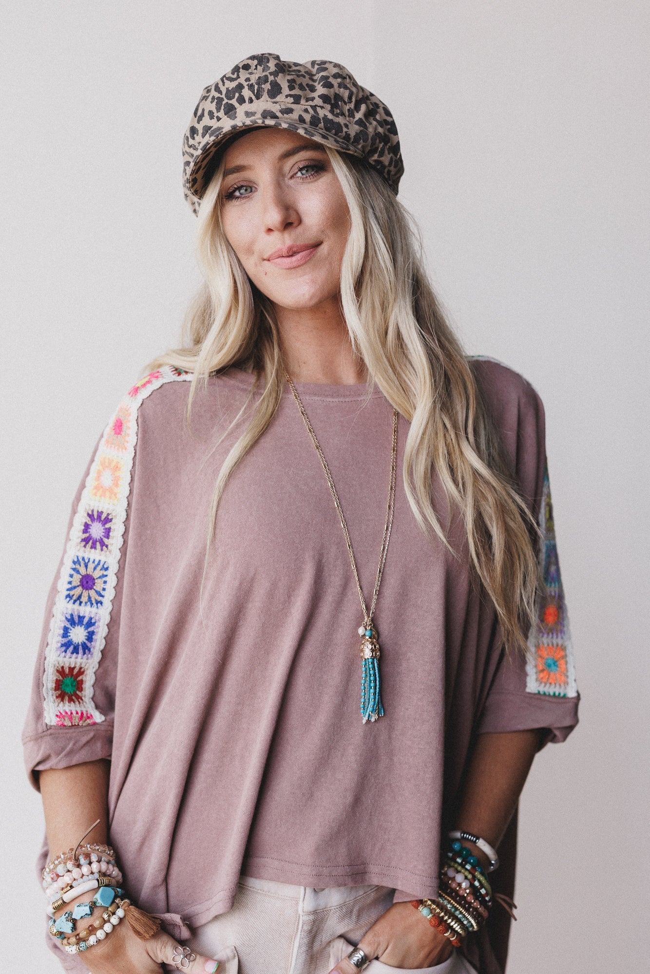 Riverbend Crochet Trim Top - Mocha