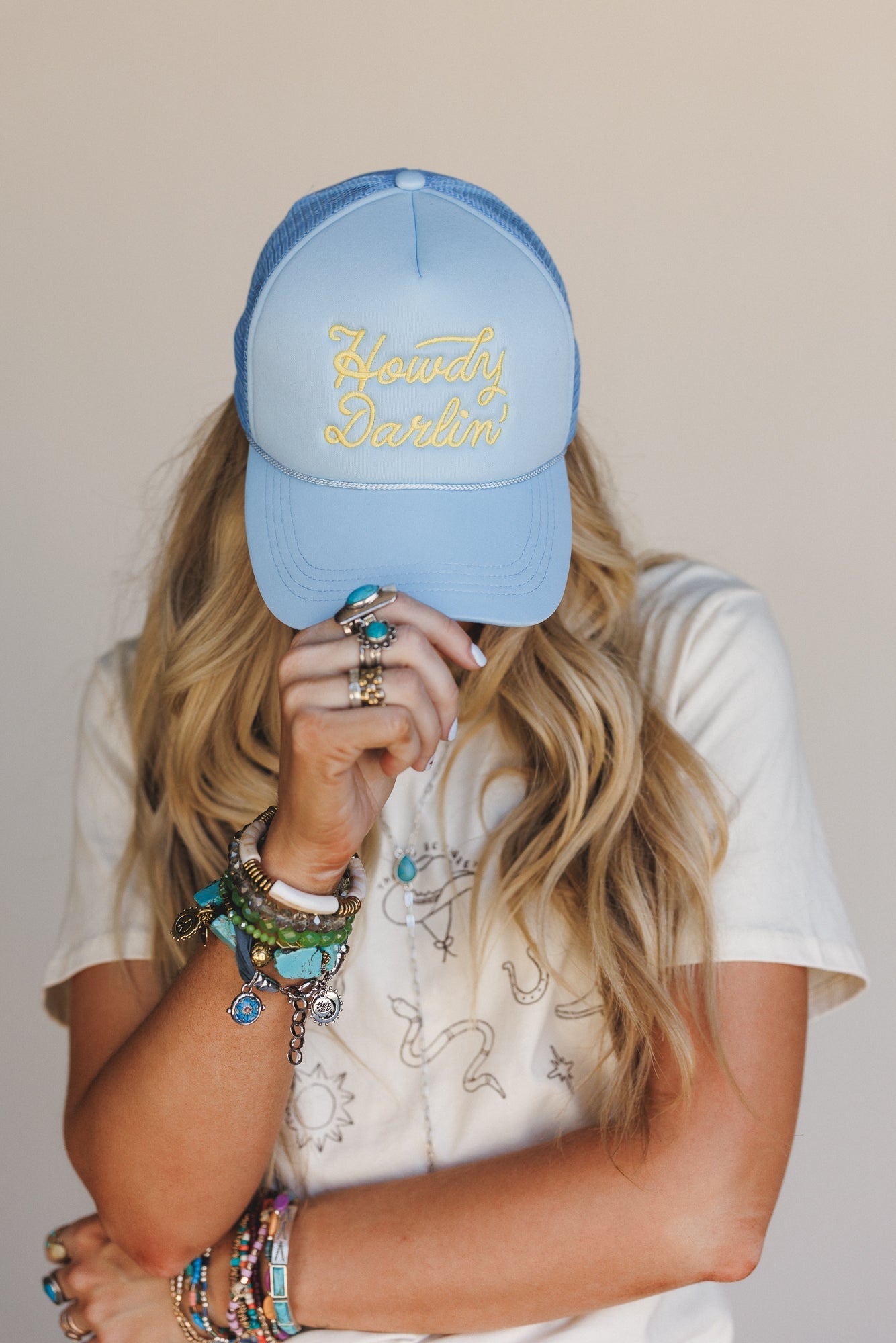 Howdy Darlin Trucker Hat - Light Blue