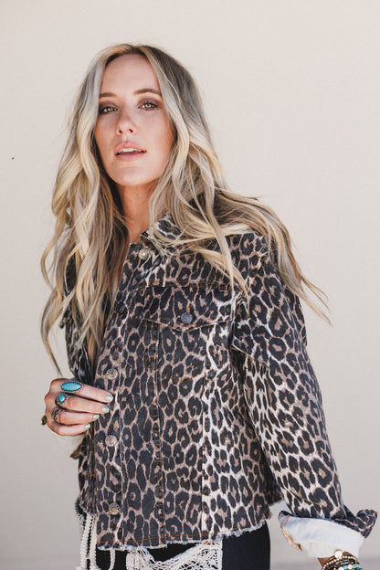 Meadowcat Denim Jacket - Leopard Multi