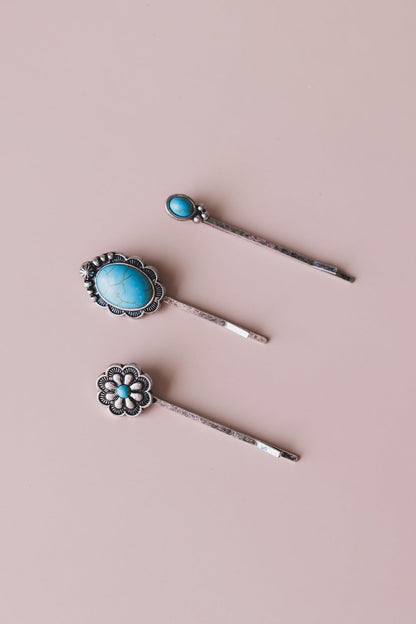 Linger Longer Hair Pin Set - Turquoise