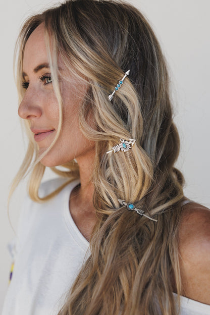 Rustic Arrows Hair Pin Set - Turquoise